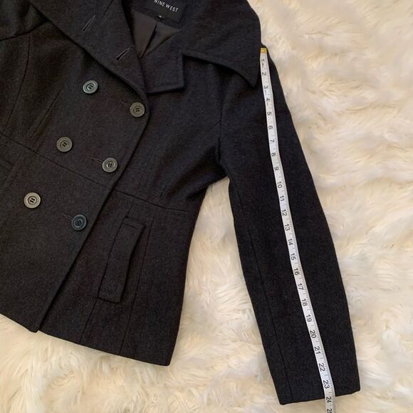 Nine West charcoal gray black wool pea coat large - Picture 7 of 10